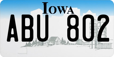 IA license plate ABU802