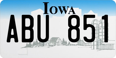 IA license plate ABU851