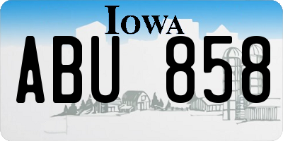 IA license plate ABU858