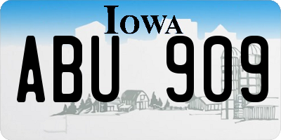 IA license plate ABU909