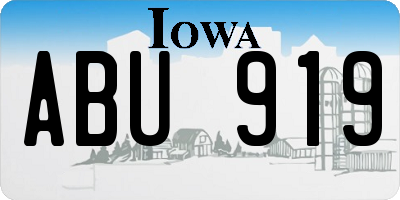 IA license plate ABU919