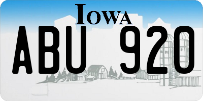 IA license plate ABU920