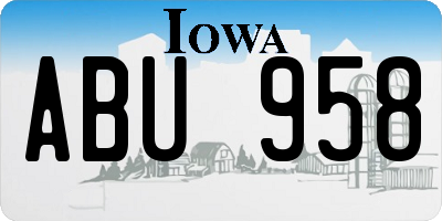 IA license plate ABU958