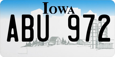 IA license plate ABU972