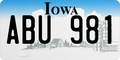 IA license plate ABU981