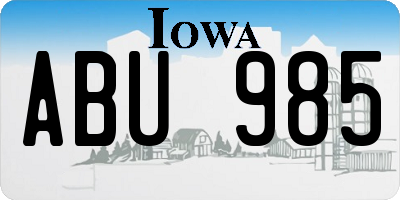 IA license plate ABU985