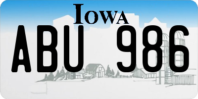 IA license plate ABU986