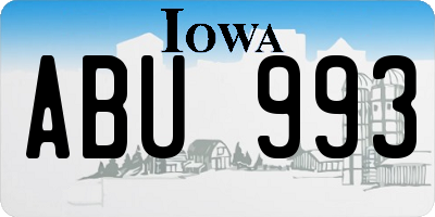 IA license plate ABU993