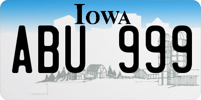 IA license plate ABU999
