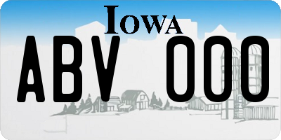 IA license plate ABV000