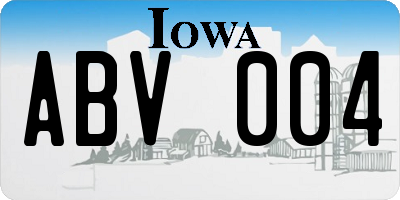 IA license plate ABV004