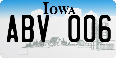 IA license plate ABV006