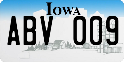 IA license plate ABV009