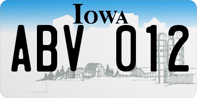 IA license plate ABV012