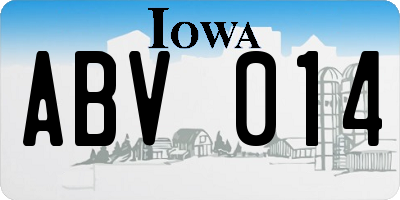 IA license plate ABV014