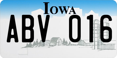 IA license plate ABV016