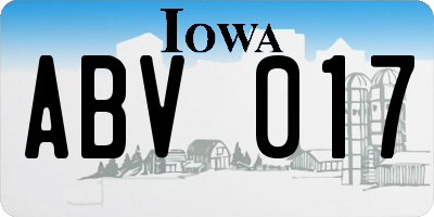 IA license plate ABV017