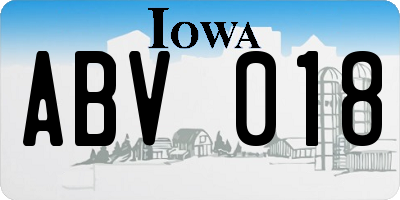 IA license plate ABV018