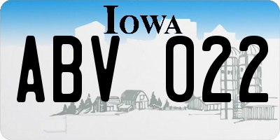 IA license plate ABV022