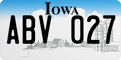 IA license plate ABV027