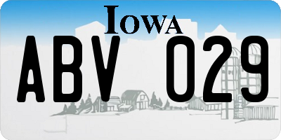 IA license plate ABV029