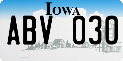 IA license plate ABV030