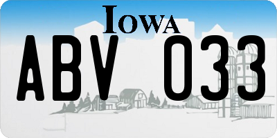 IA license plate ABV033