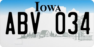 IA license plate ABV034