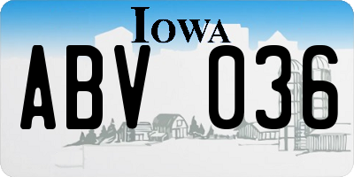 IA license plate ABV036