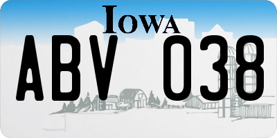 IA license plate ABV038
