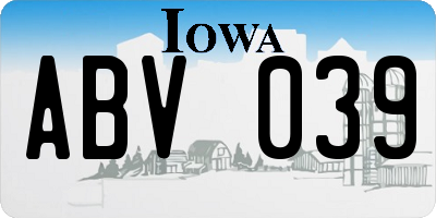 IA license plate ABV039