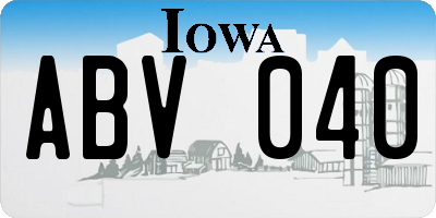 IA license plate ABV040