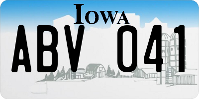 IA license plate ABV041