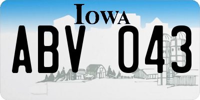 IA license plate ABV043