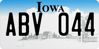 IA license plate ABV044