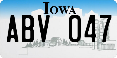 IA license plate ABV047