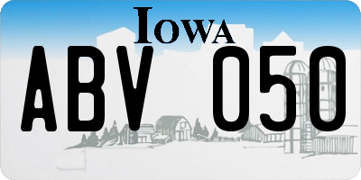IA license plate ABV050