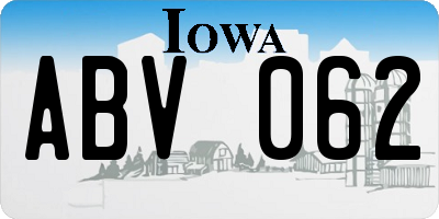 IA license plate ABV062