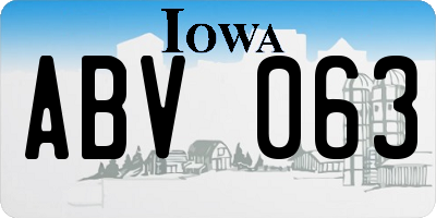 IA license plate ABV063