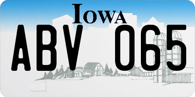 IA license plate ABV065