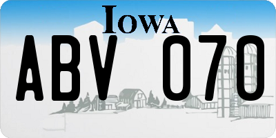 IA license plate ABV070