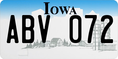 IA license plate ABV072