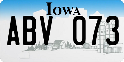 IA license plate ABV073