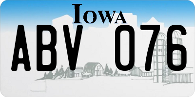 IA license plate ABV076