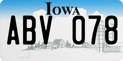 IA license plate ABV078