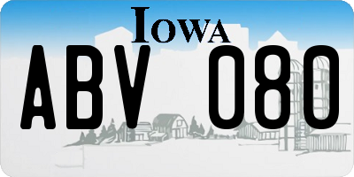 IA license plate ABV080