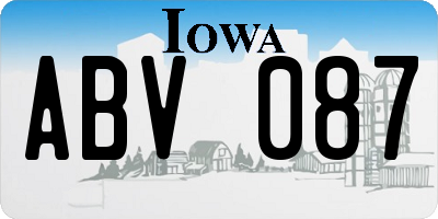 IA license plate ABV087