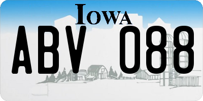 IA license plate ABV088