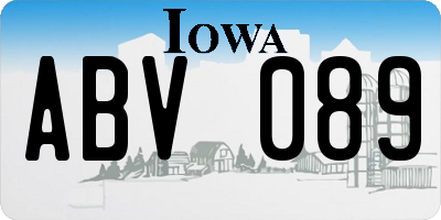 IA license plate ABV089