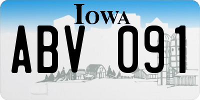 IA license plate ABV091
